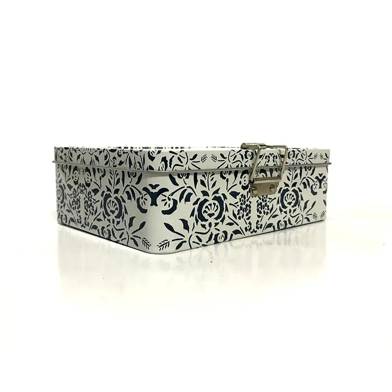 Custom Rectangular Metal Tin Box with Lock Wholesale