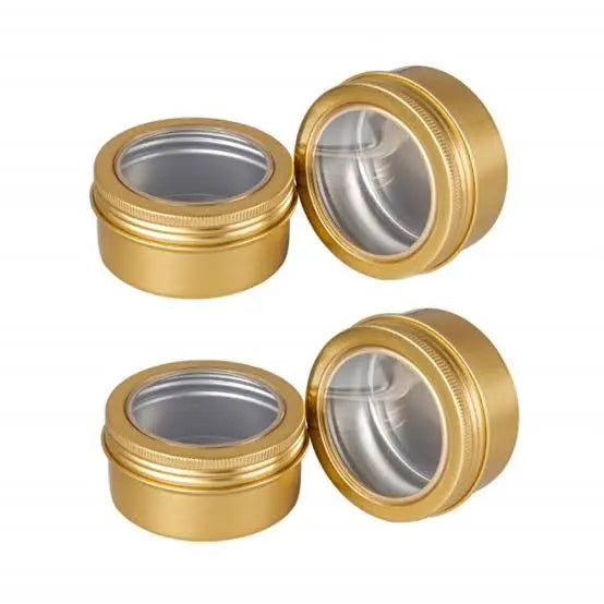 Wholesale Gold Screw Cap Aluminum Jar with Clear Window 50-150g Tins in Bulk