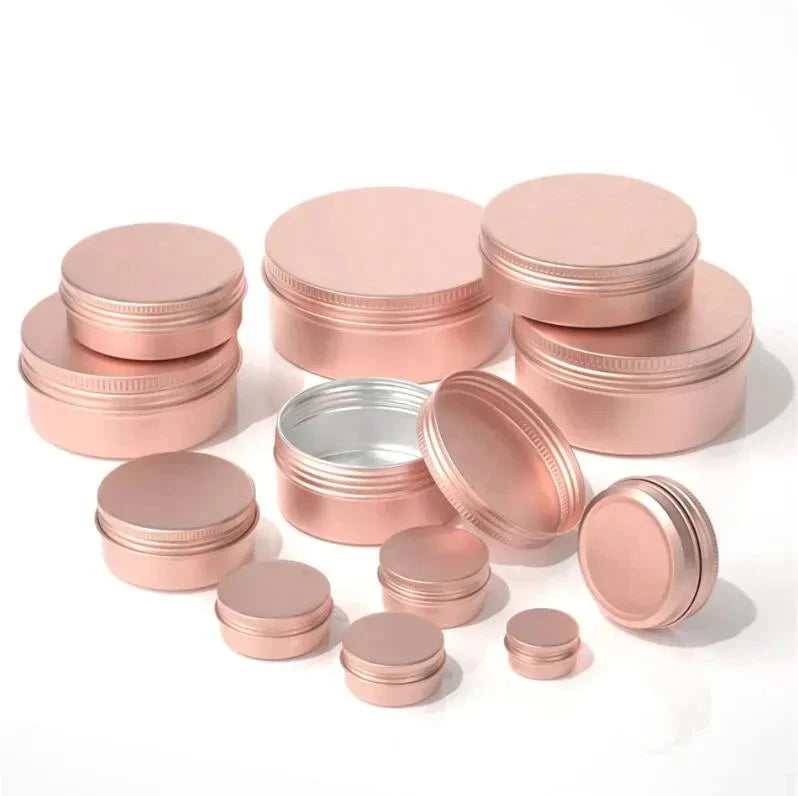 Wholesale Empty Aluminum Jars Bulk (50ml-150ml) Rose gold with Screw Lids