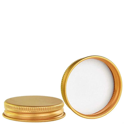 Wholesale Gold Aluminum Screw Caps | Anodized Threaded Lids for Glass & PET Jars